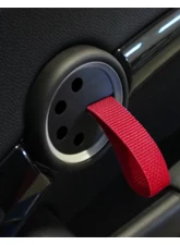 Rennline RS Style Door Pulls for Mini R55 R56 R57 R58 R59 R60 2007-2016, Red Straps                                     - DH24      SLV.RED - Image 2